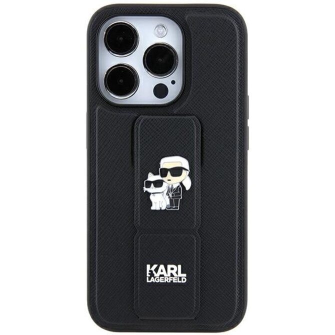 Kryt Karl Lagerfeld KLHCN61GSAKCPK Apple iPhone XR / 11 hardcase Gripstand Saffiano Karl&Choupette Pins black