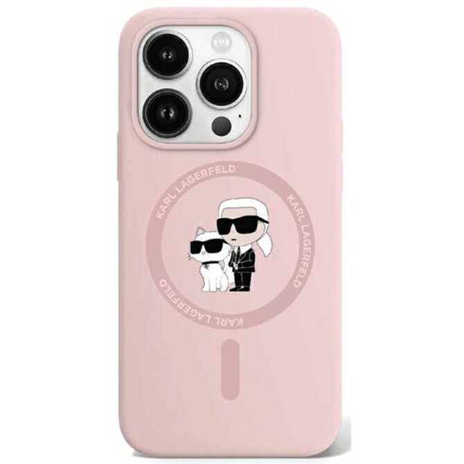 Kryt Karl Lagerfeld KLHMP15LSCMKCRHP Apple iPhone 15 Pro hardcase Silicone Karl & Choupette MagSafe pink