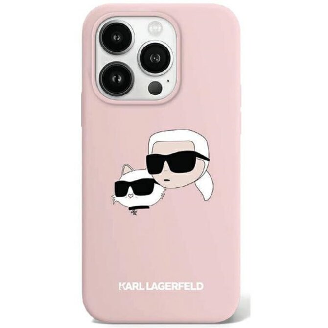 Kryt Karl Lagerfeld KLHMP15LSKCHPPLP Apple iPhone 15 Pro hardcase Silicone Karl & Choupette MagSafe pink