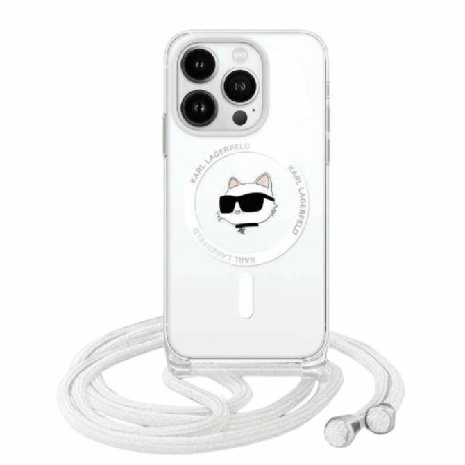 Kryt Karl Lagerfeld KLHMP13MHCCHNT Apple iPhone 13 / 14 / 15 hardcase transparent IML Choupette Head & Cord Magsafe