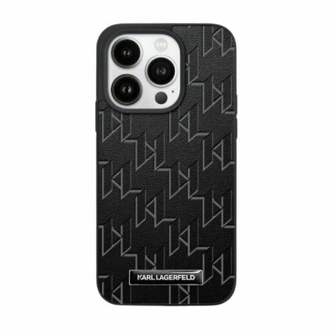 Kryt Karl Lagerfeld KLHMP15XPKHPORPK Apple iPhone 15 Pro Max hardcase Leather Monogram Metal Logo black