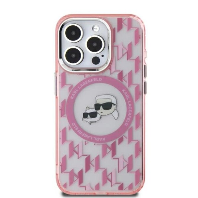 Kryt Karl Lagerfeld KLHMP15MHMCKMHP Apple iPhone 15 Plus IML Monogram Karl&Choupette Head MagSafe pink