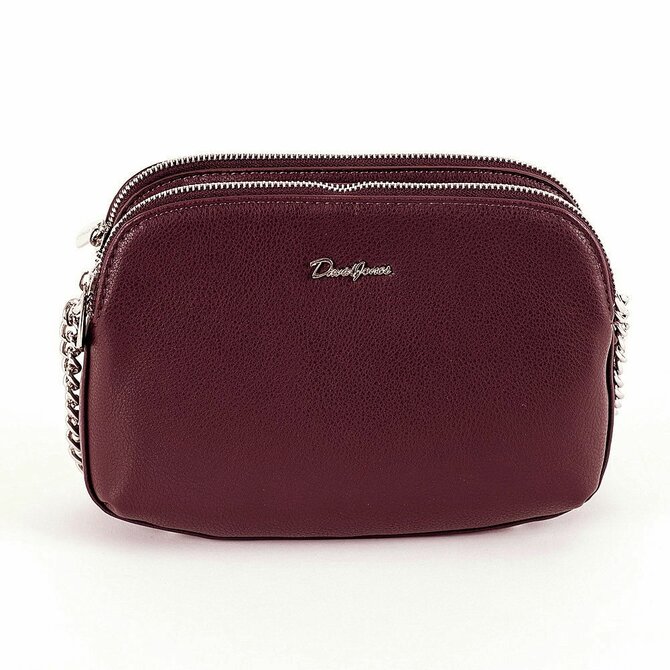 Tříoddílová vínová (tmavěčervená) crossbody kabelka David Jones 6412-2 červená, syntetická kůže