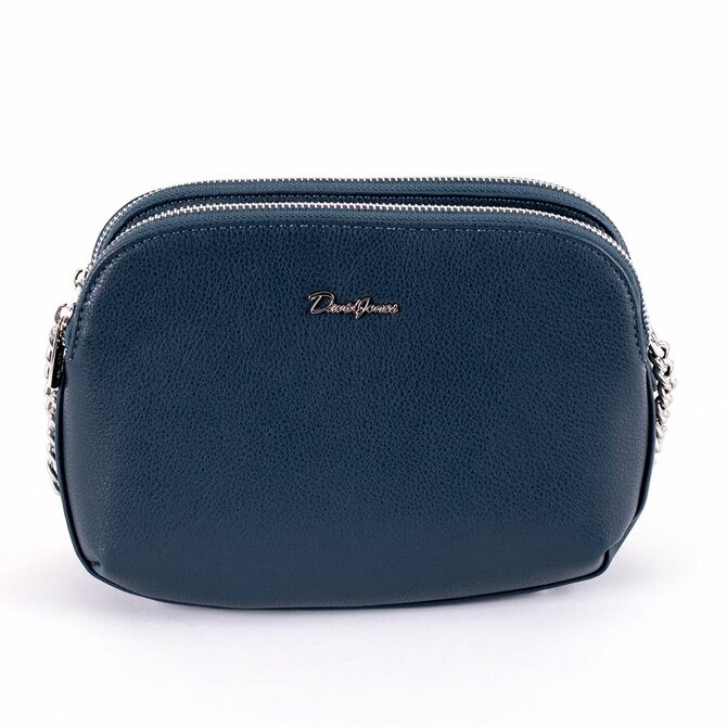 Tříoddílová paví (modrozelená) crossbody kabelka David Jones 6412-2 modrá, syntetická kůže