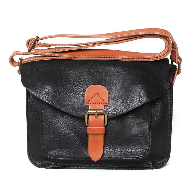 Malá/střední černá crossbody kabelka FLORA&amp;CO H6788 černá, syntetická kůže