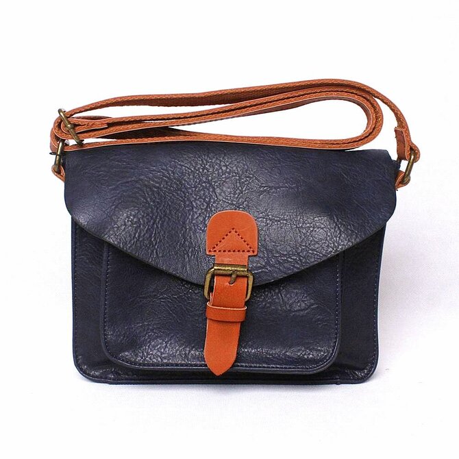 Malá/střední tmavěmodrá crossbody kabelka FLORA&amp;CO H6788 modrá, syntetická kůže