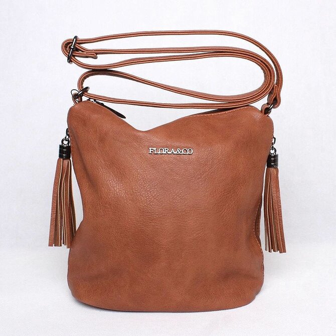 Malá/středně velká hnědá crossbody kabelka FLORA&amp;CO H5623 hnědá, syntetická kůže