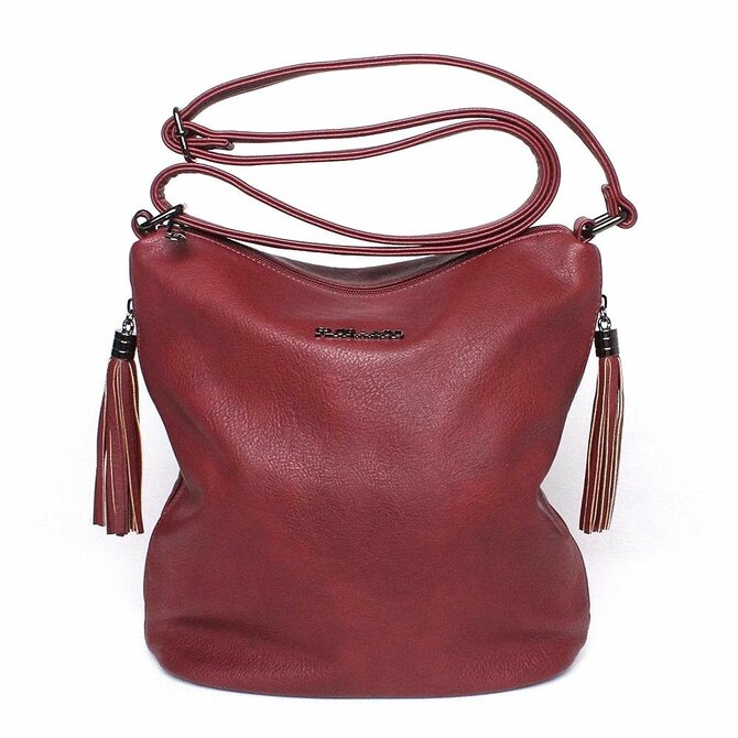 Středně velká tmavěčervená crossbody kabelka FLORA&amp;CO H7150 červená, syntetická kůže