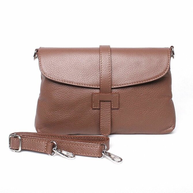 Hnědá kožená kabelka na rameno/do ruky/crossbody no. 222 hnědá, kůže