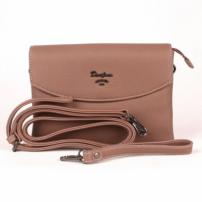 Tříoddílová tmavěrůžová crossbody kabelka (psaníčko) David Jones CM4028 růžová, syntetická kůže