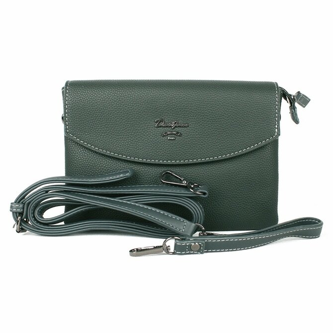 Tříoddílová tmavězelená crossbody kabelka (psaníčko) David Jones CM4028 zelená, syntetická kůže