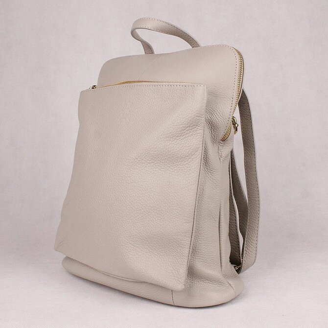 Šedý kožený batoh/crossbody kabelka no. 21 o obsahu cca. 7 l šedá, kůže