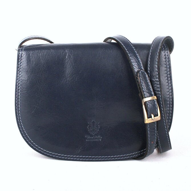 Tmavěmodrá středně velká kožená crossbody kabelka no. 49 modrá, kůže