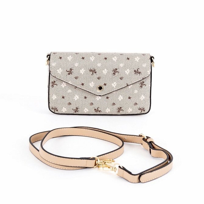 Malá pevná béžovo-šedá crossbody kabelka David Jones CM6120 béžová, syntetická kůže