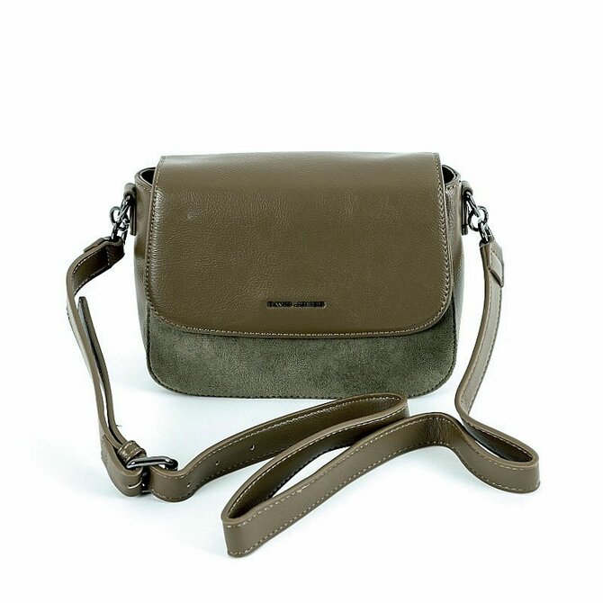 Khaki pevná crossbody kabelka David Jones 6441-1 zelená, syntetická kůže