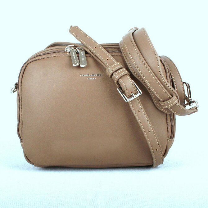 Šedohnědá (velbloudí) crossbody kabelka David Jones CM3521 šedá, syntetická kůže