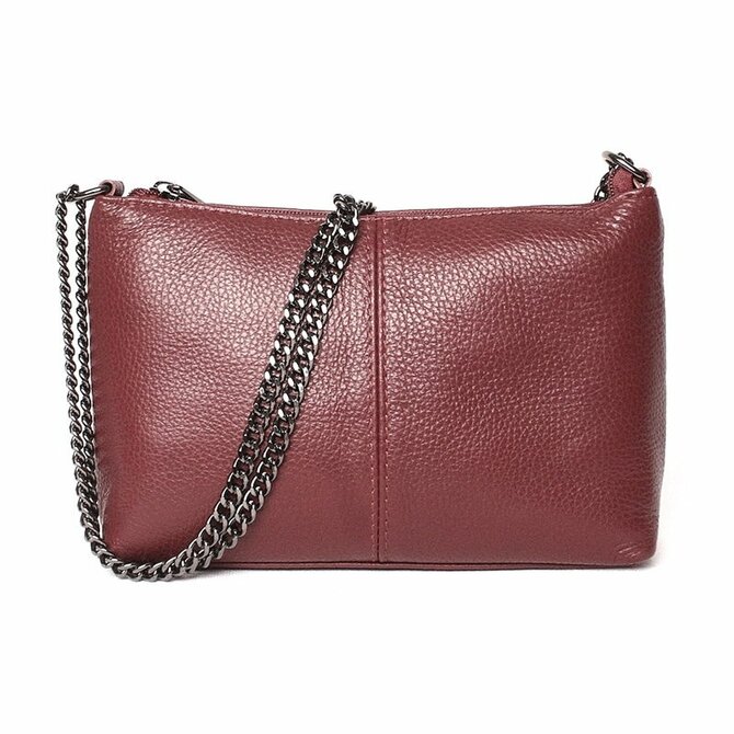 Malá tmavěčervená kožená kabelka na rameno/do ruky/crossbody Vera Pelle no. 32 červená, kůže