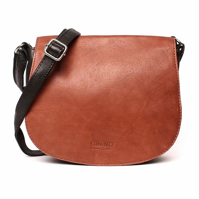 Černo-hnědá malá/střední kožená crossbody kabelka CiNiNO 1827 černá, kůže