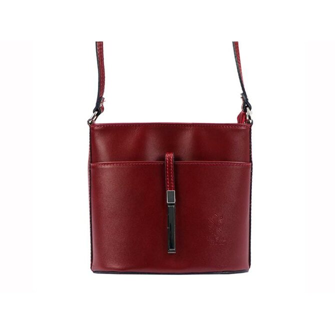 Malá kožená višňová crossbody kabelka no. 52 červená, kůže