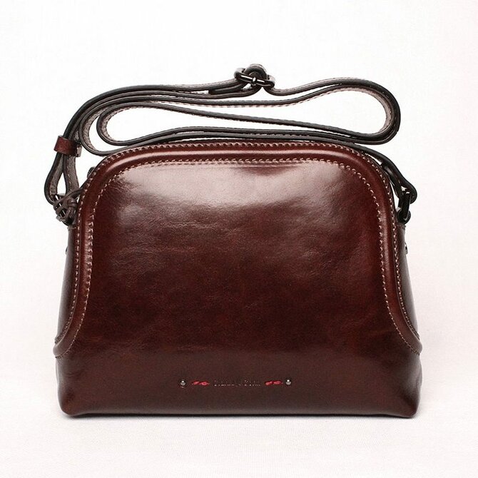 Luxusní tmavěhnědá kožená crossbody kabelka Gianni Conti 257 hnědá, kůže