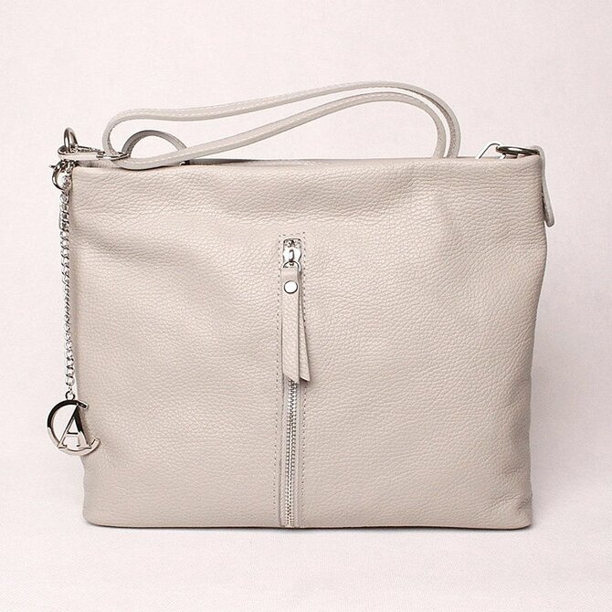 Luxusní světlešedá kožená crossbody kabelka Alex&amp;Co (Gianni Conti) 815 šedá, kůže