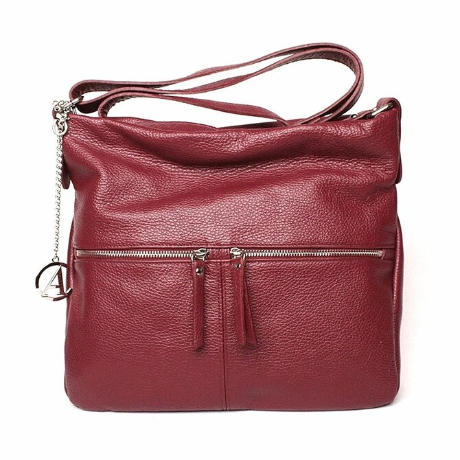 Luxusní vínová kožená crossbody kabelka Alex&amp;Co (Gianni Conti) 808 červená, kůže