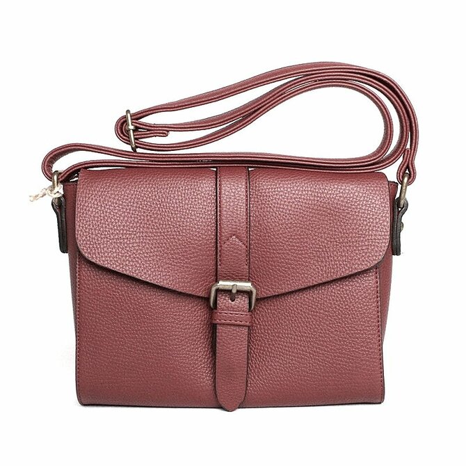 Malá tmavěčervená crossbody kabelka FLORA&amp;CO F2524 červená, syntetická kůže