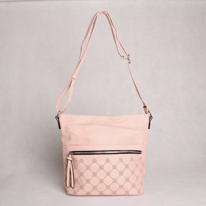 Středně velká růžová crossbody kabelka LIDA 736 růžová, syntetická kůže