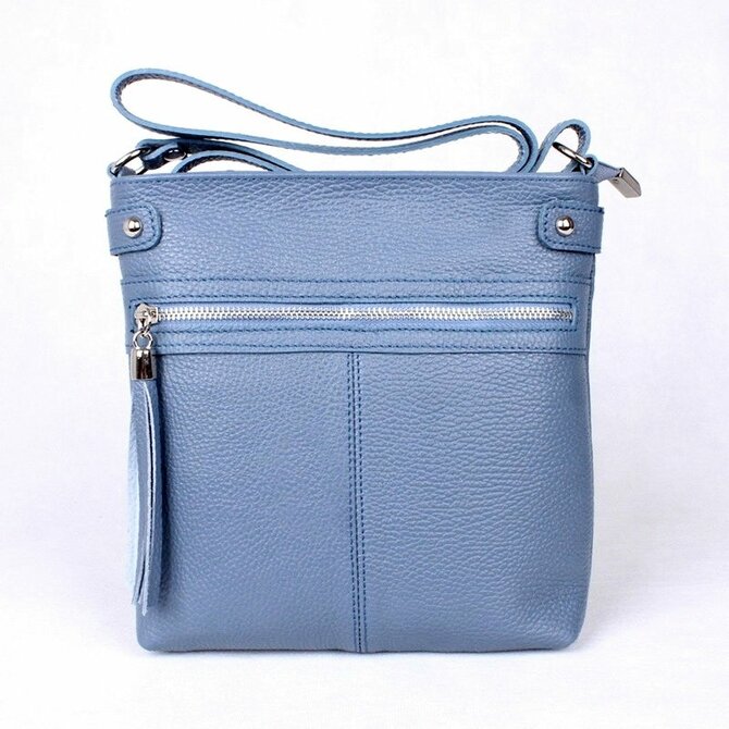 Malá kožená modrá crossbody kabelka Vera Pelle no. 60 modrá, kůže