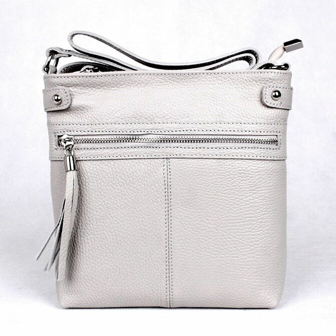 Malá kožená šedá crossbody kabelka Vera Pelle no. 60 šedá, kůže