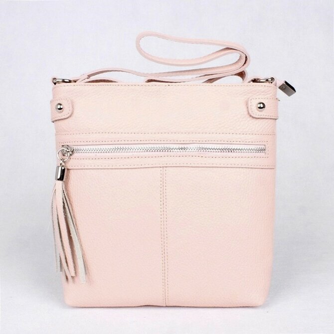 Malá kožená světlerůžová crossbody kabelka Vera Pelle no. 60 růžová, kůže