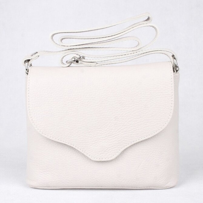 Malá kožená světlá latté crossbody kabelka Vera Pelle no. 61 béžová, kůže