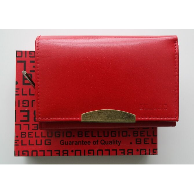 Červená kožená peněženka BELLUGIO se stříbrnými doplňky červená, kůže
