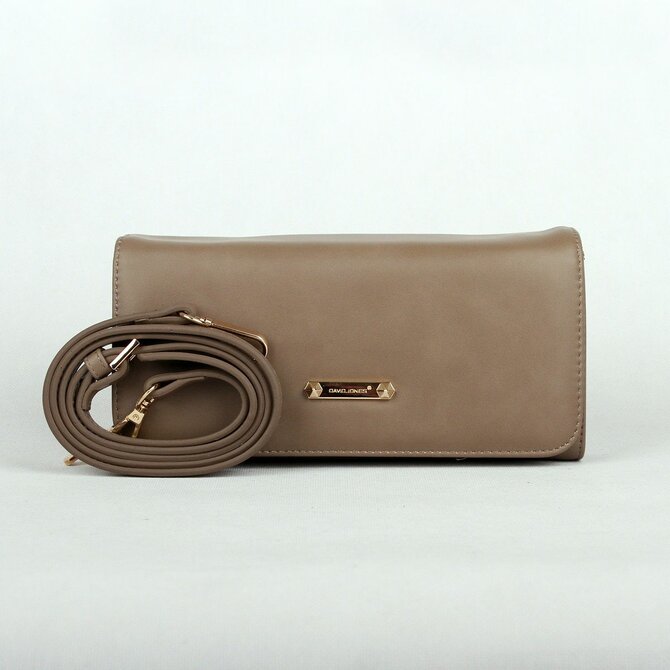 Hnědošedá (khaki) crossbody kabelka (psaníčko) David Jones 5504A hnědá, syntetická kůže