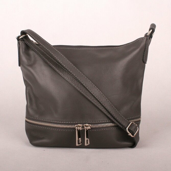 Šedá malá/střední kožená crossbody kabelka no. 192 šedá, kůže