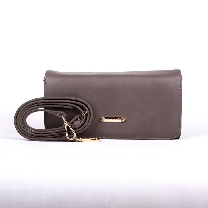 Šedohnědá (taupe) crossbody kabelka (psaníčko) David Jones 5504A šedá, syntetická kůže