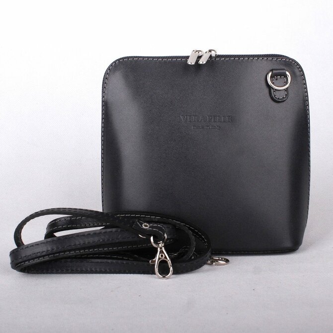 Černá malá kožená crossbody kabelka no. 55 černá, kůže