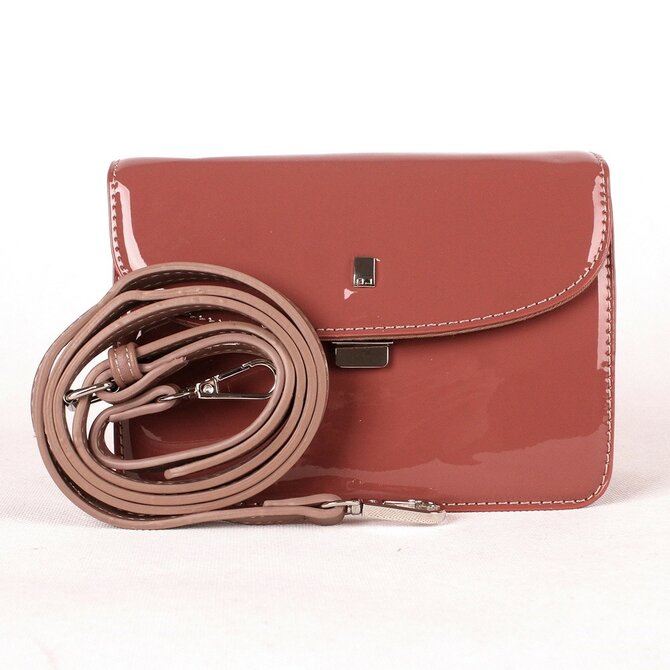 Pětioddílová malá pevná lesklá tmavěrůžová crossbody kabelka David Jones CM4024 růžová, syntetická kůže