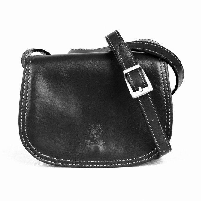 Černá malá lovecká kožená crossbody kabelka no. 46 černá, kůže