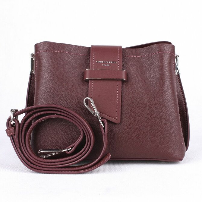 Tříoddílová malá tmavěčervená crossbody kabelka David Jones 6118-1 červená, syntetická kůže