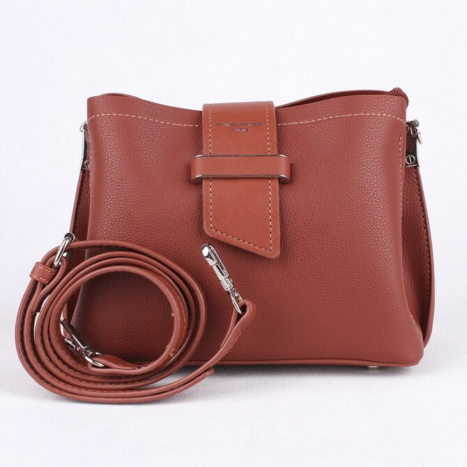 Tříoddílová malá hnědá crossbody kabelka David Jones 6118-1 hnědá, syntetická kůže