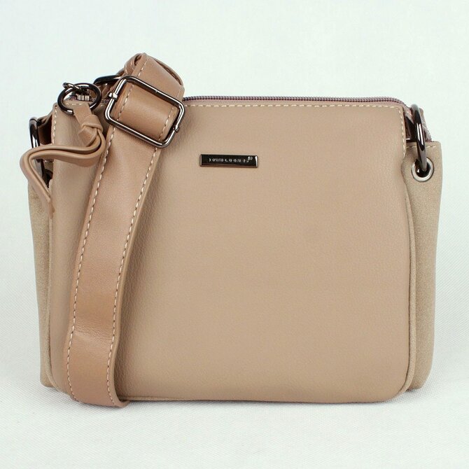 Tříoddílová šedohnědá crossbody kabelka David Jones CM5322 šedá, syntetická kůže