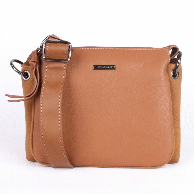 Tříoddílová hnědá (cognac) crossbody kabelka David Jones CM5322 hnědá, syntetická kůže