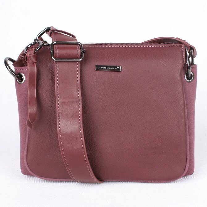 Tříoddílová tmavěčervená (vínová) crossbody kabelka David Jones CM5322 červená, syntetická kůže