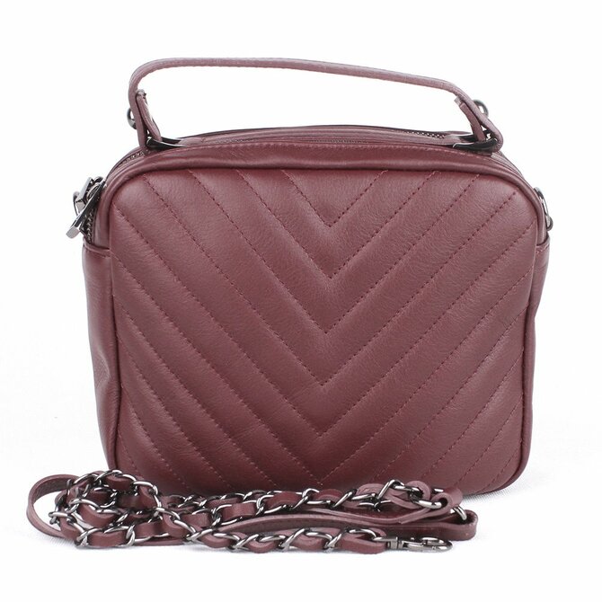 Malá vínová kožená kabelka do ruky/na rameno/crossbody Vera Pelle 302 fialová, kůže