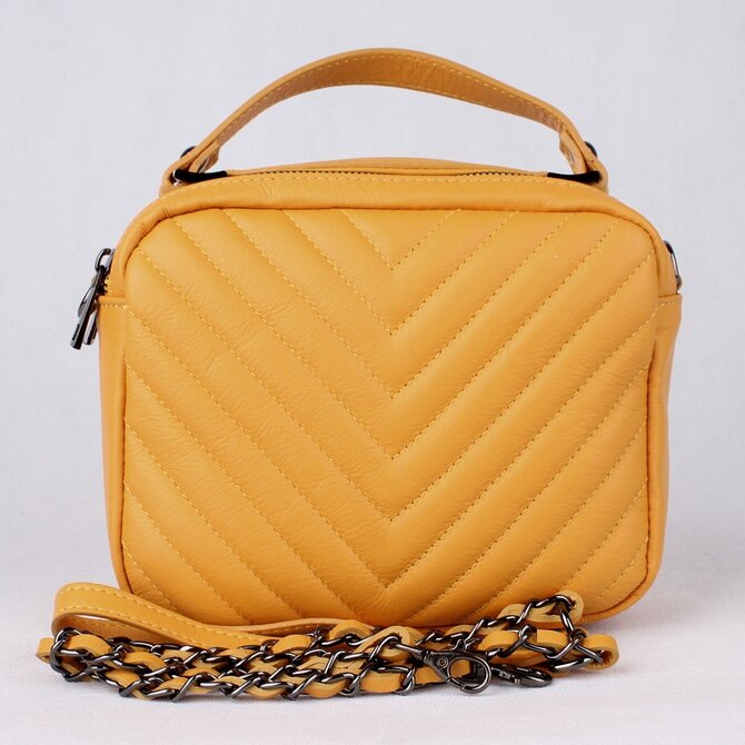 Malá oranžová kožená kabelka do ruky/na rameno/crossbody Vera Pelle 302 oranžová, kůže