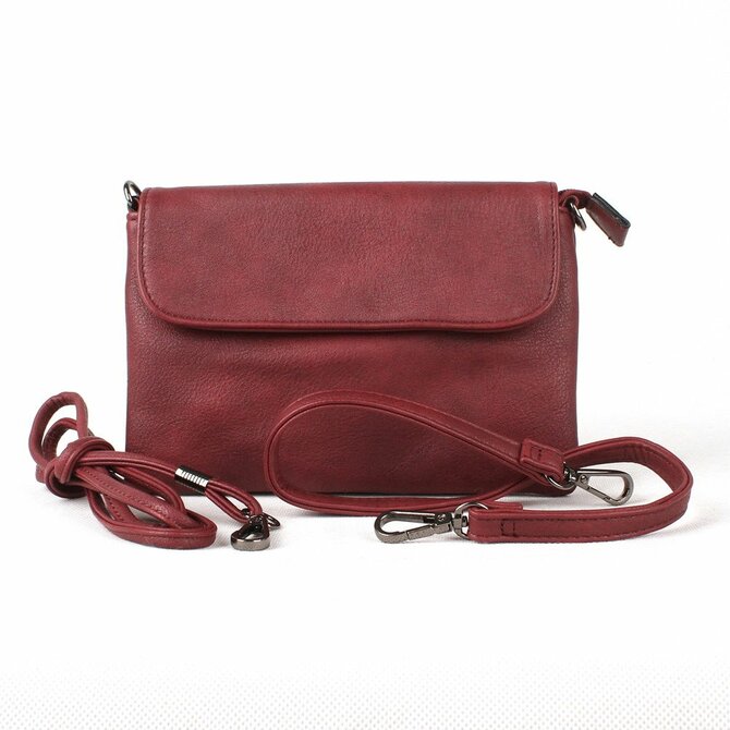 Malá tmavěčervená crossbody kabelka či psaníčko FLORA&amp;CO H9158 červená, syntetická kůže