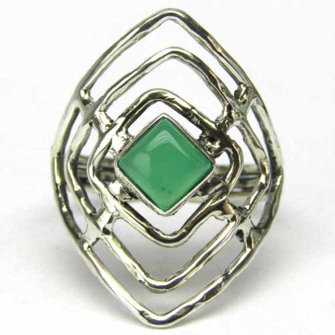 AutorskeSperky.com - Stříbrný prsten s chrysoprasem -  S6448 Stříbro