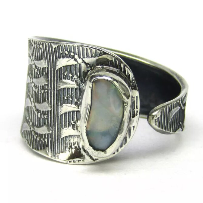 AutorskeSperky.com - Stříbrný prsten s opálem -  S7078 Stříbro