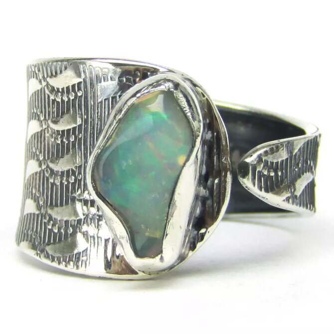 AutorskeSperky.com - Stříbrný prsten s opálem -  S7079 Stříbro